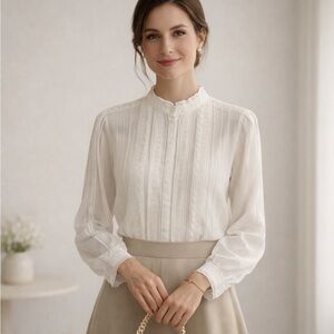 Vintage lace embroidery feminine romantic blouse size 6